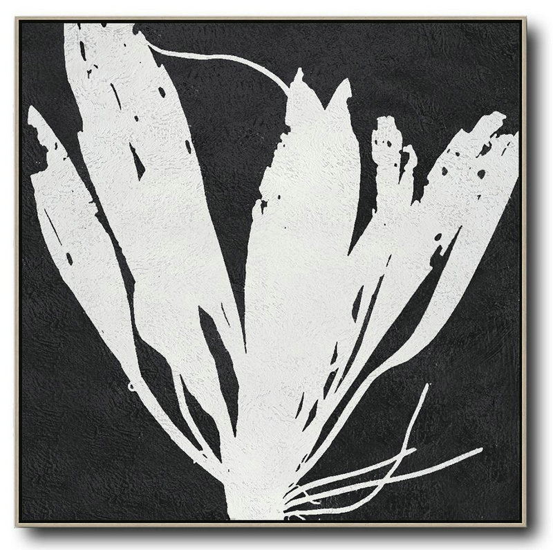 Abstract Painting Extra Large Canvas Art,Oversized Minimal Black And White Painting - Oversized Canvas Art